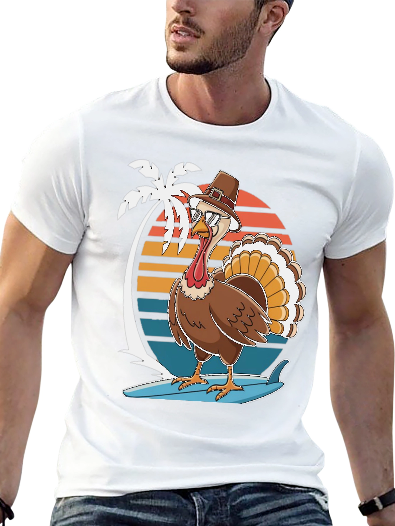 Thanksgiving Surfing Turkey T-Shirt