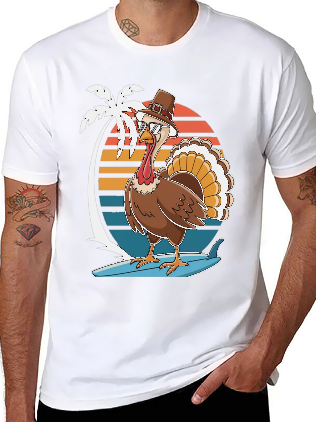 Thanksgiving Surfing Turkey T-Shirt