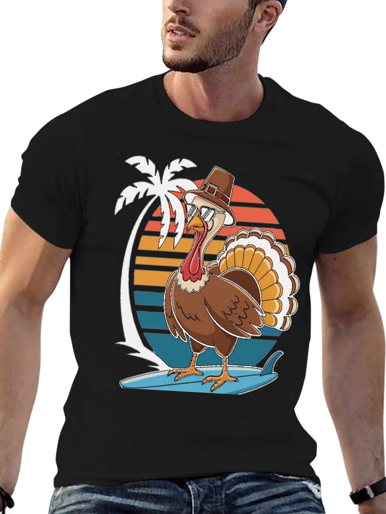 Thanksgiving Surfing Turkey T-Shirt