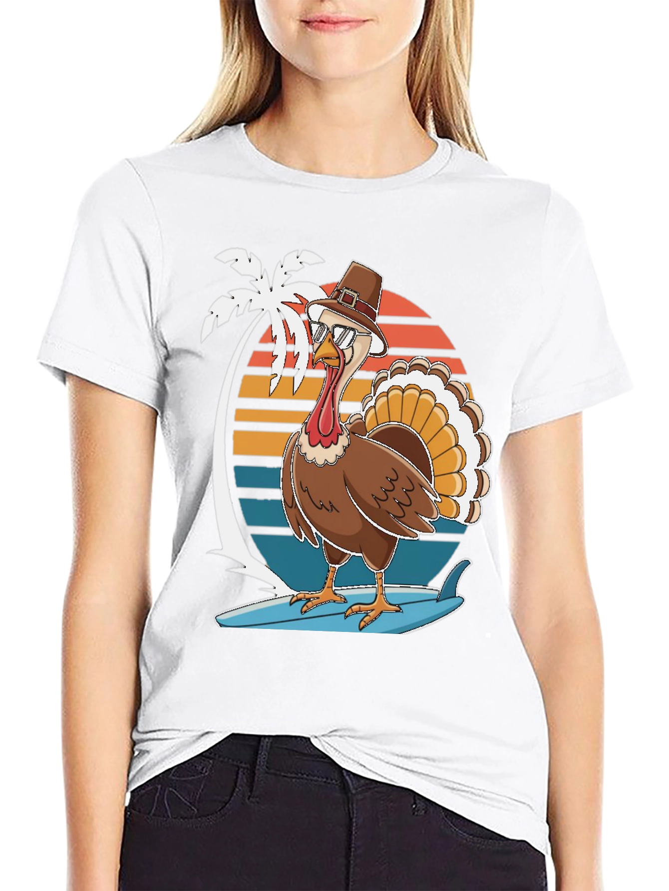 Thanksgiving Surfing Turkey T-Shirt
