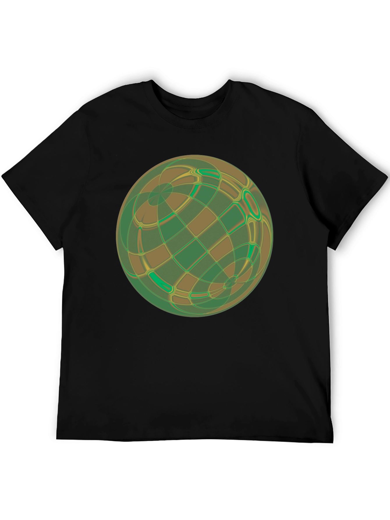 Abstract Geometric Earth Graphic Tee - Black