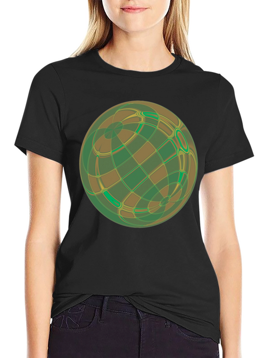 Abstract Geometric Earth Graphic Tee - Black