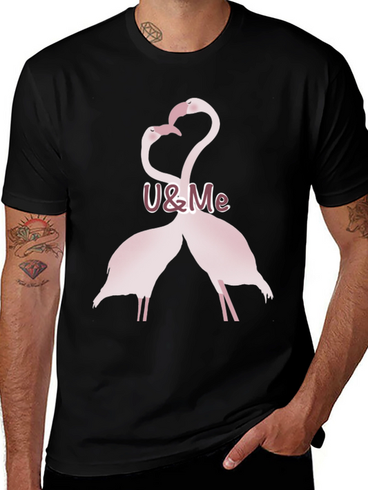 Romantic Flamingo Couple Graphic T-Shirt