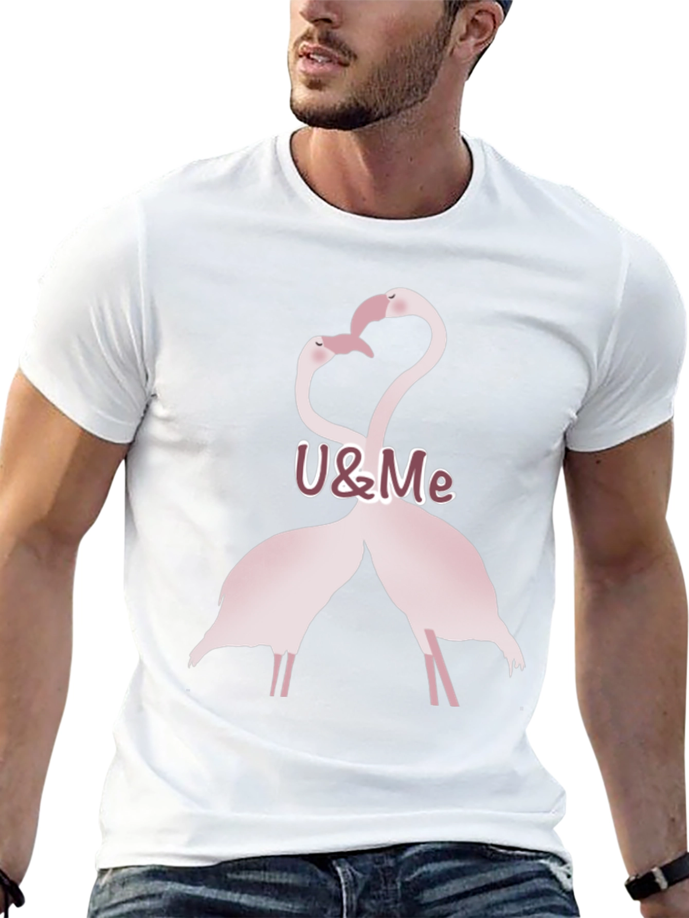 Romantic Flamingo Couple Graphic T-Shirt
