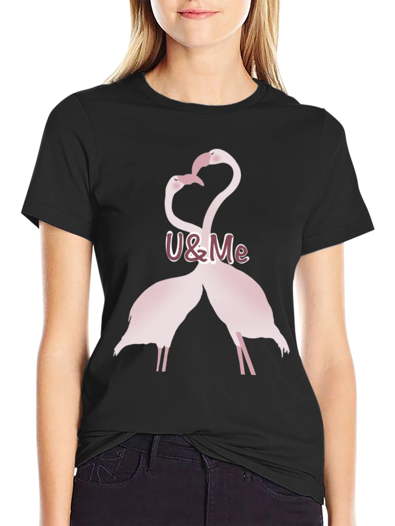 Romantic Flamingo Couple Graphic T-Shirt