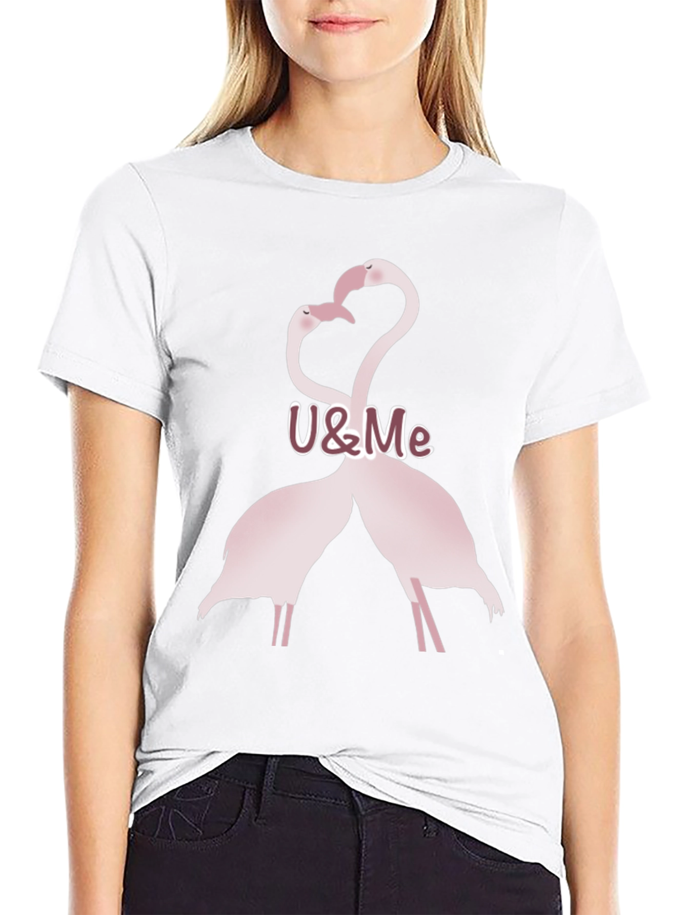 Romantic Flamingo Couple Graphic T-Shirt