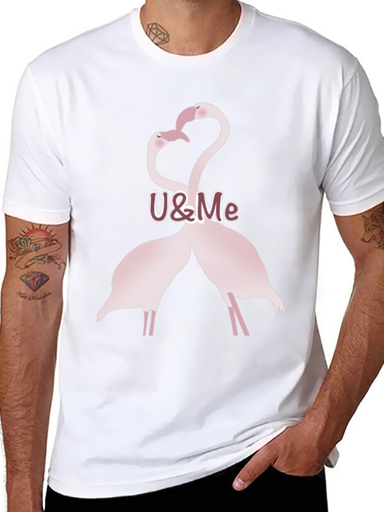 Romantic Flamingo Couple Graphic T-Shirt
