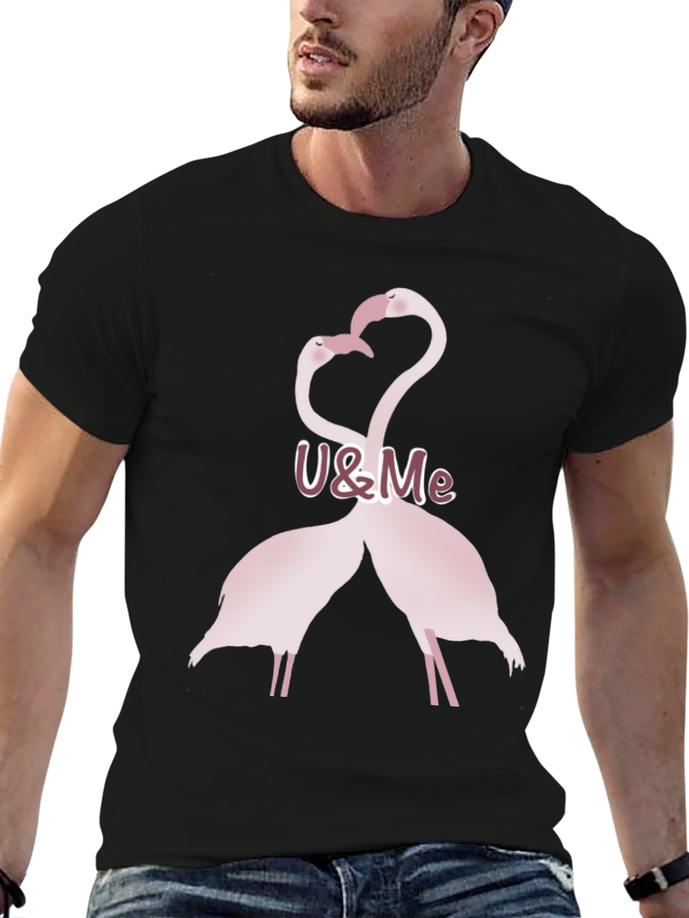 Romantic Flamingo Couple Graphic T-Shirt