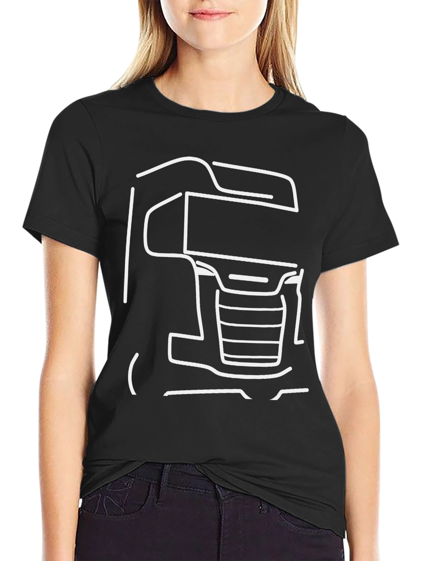 Truck Outline Graphic T-Shirt - Black