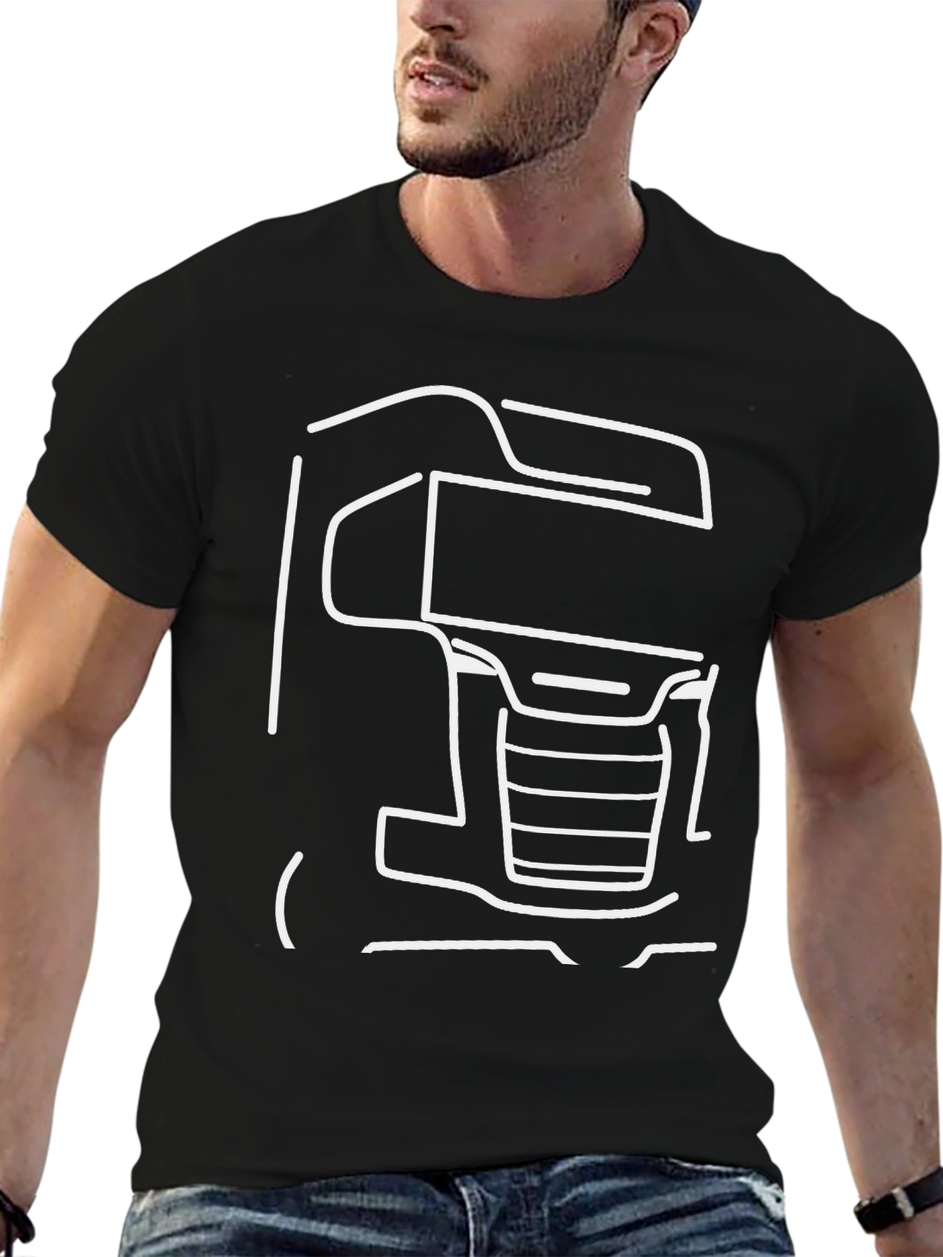 Truck Outline Graphic T-Shirt - Black