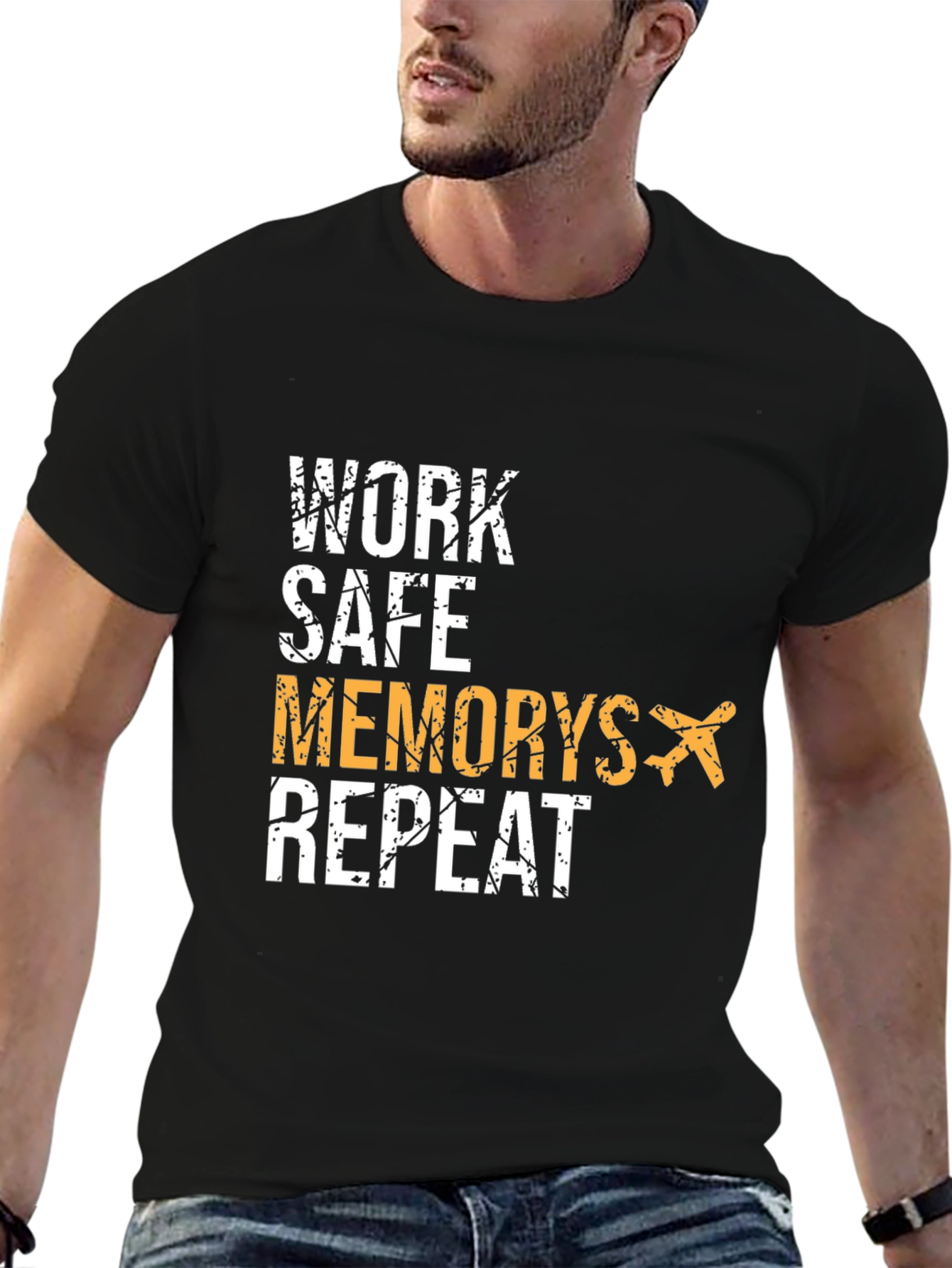 Work Safe Memories Repeat Black Graphic Tee