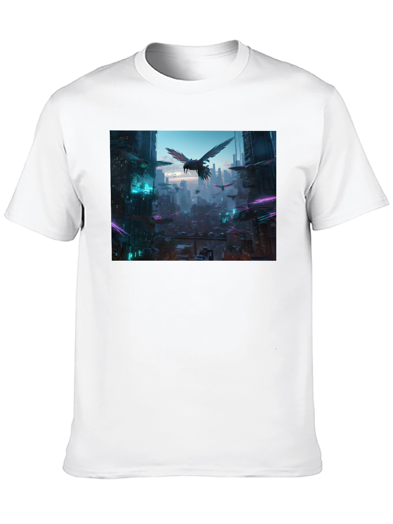 Cyberpunk Cityscape Raven Graphic Tee