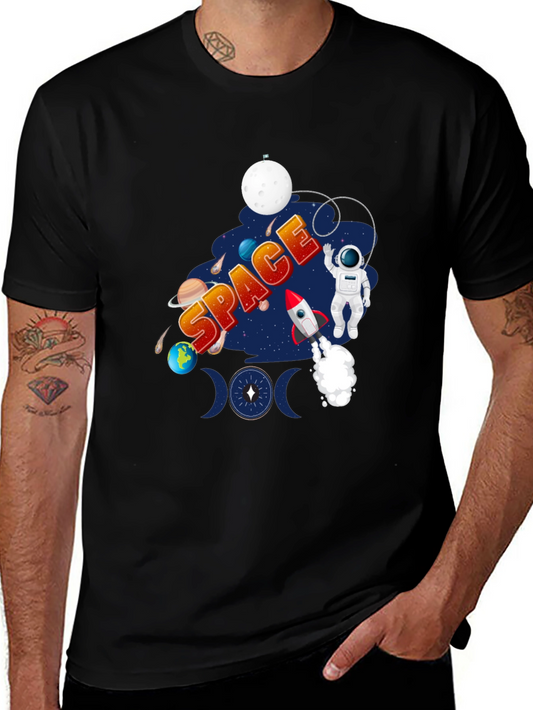 Space Design Black T-Shirt