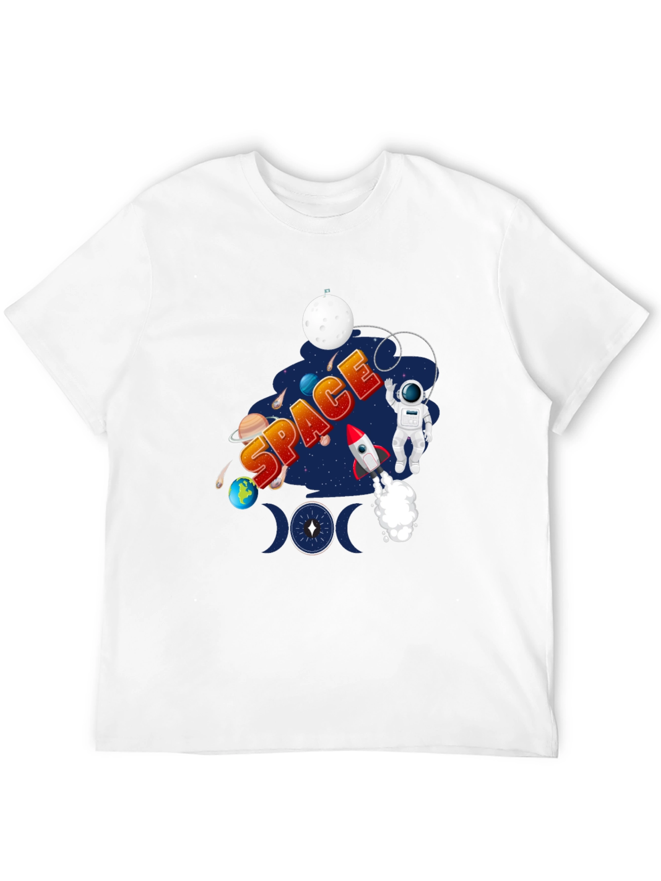 Space Design Black T-Shirt