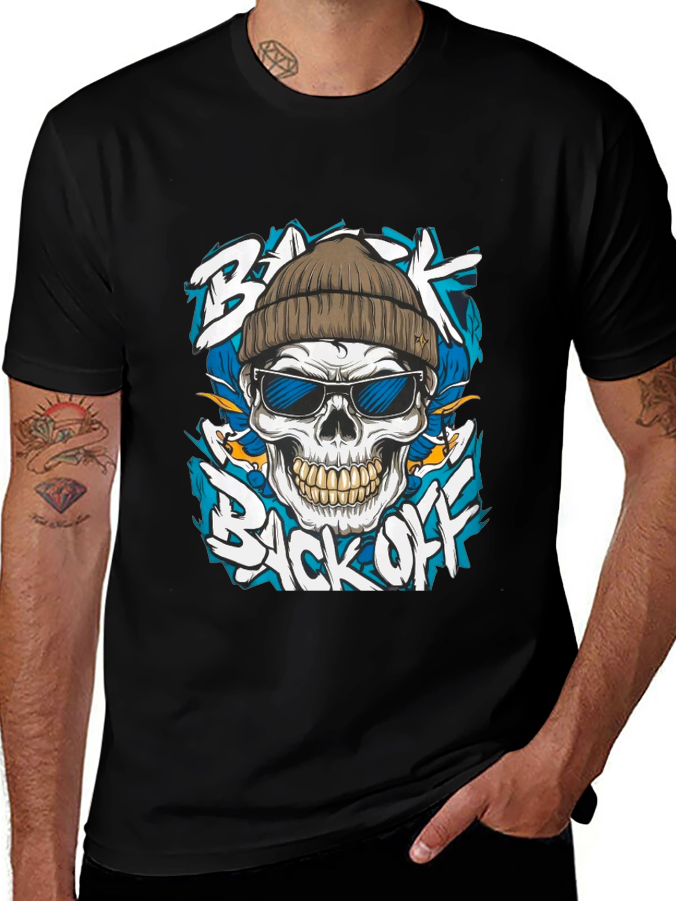 Cool Skull Graphic Tee: Back Off