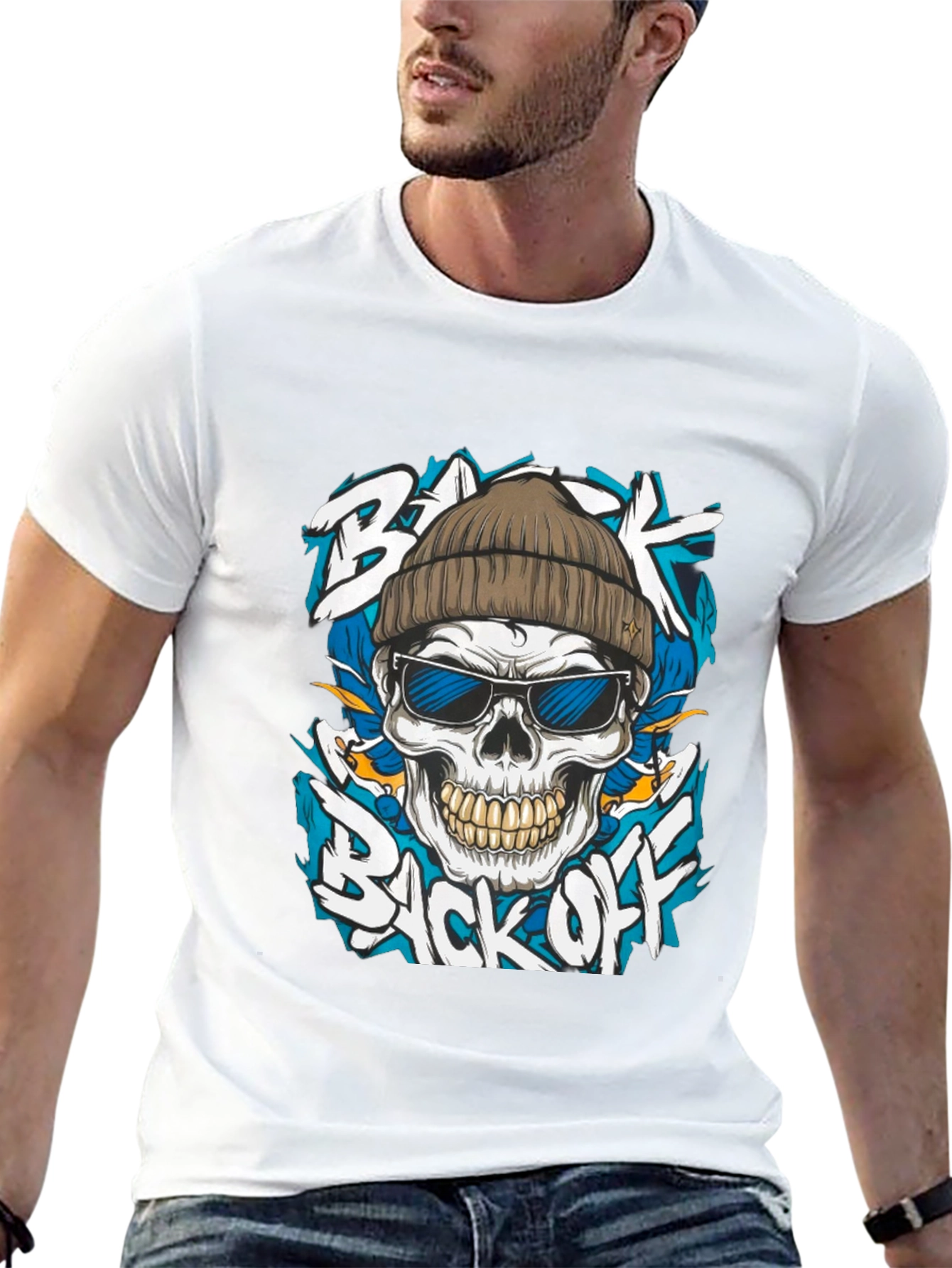 Cool Skull Graphic Tee: Back Off