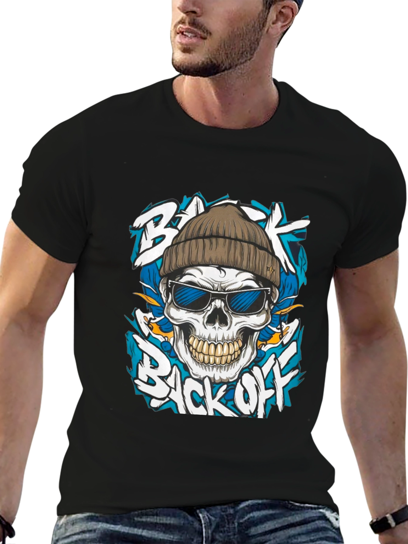Cool Skull Graphic Tee: Back Off