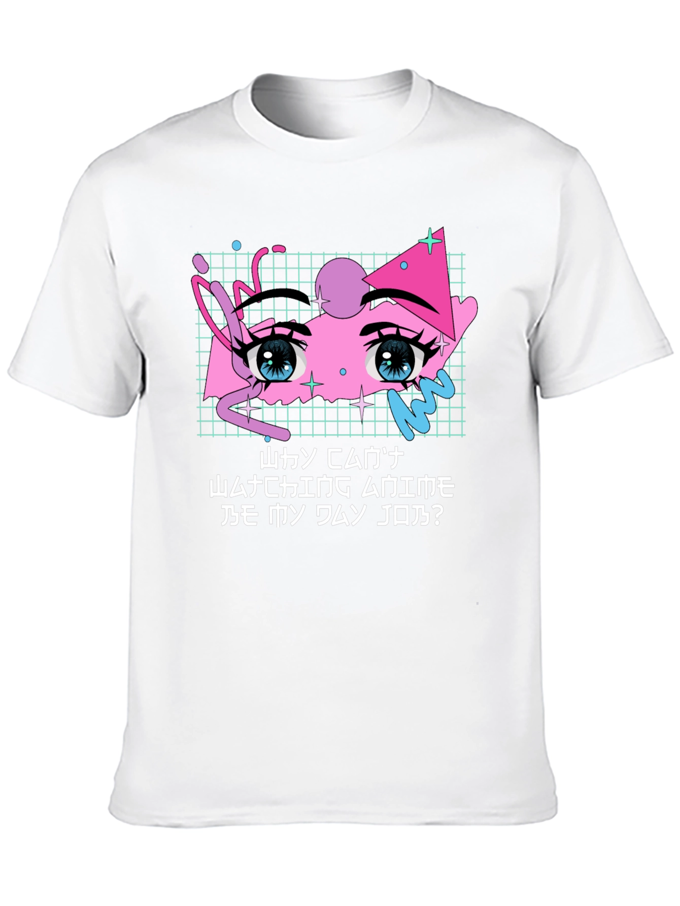 Anime Eyes Graphic Tee - Black Crewneck Cotton T-Shirt