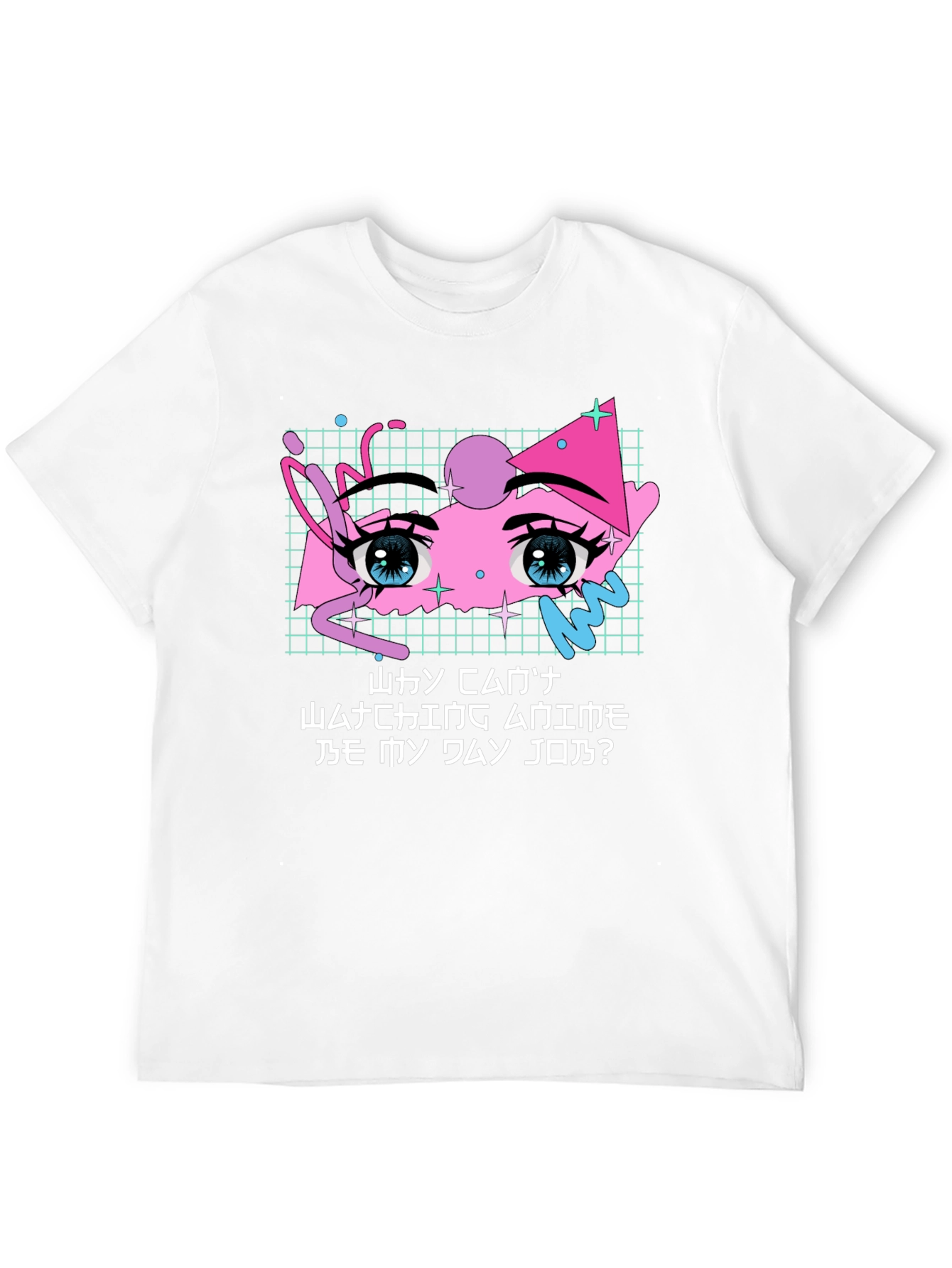 Anime Eyes Graphic Tee - Black Crewneck Cotton T-Shirt