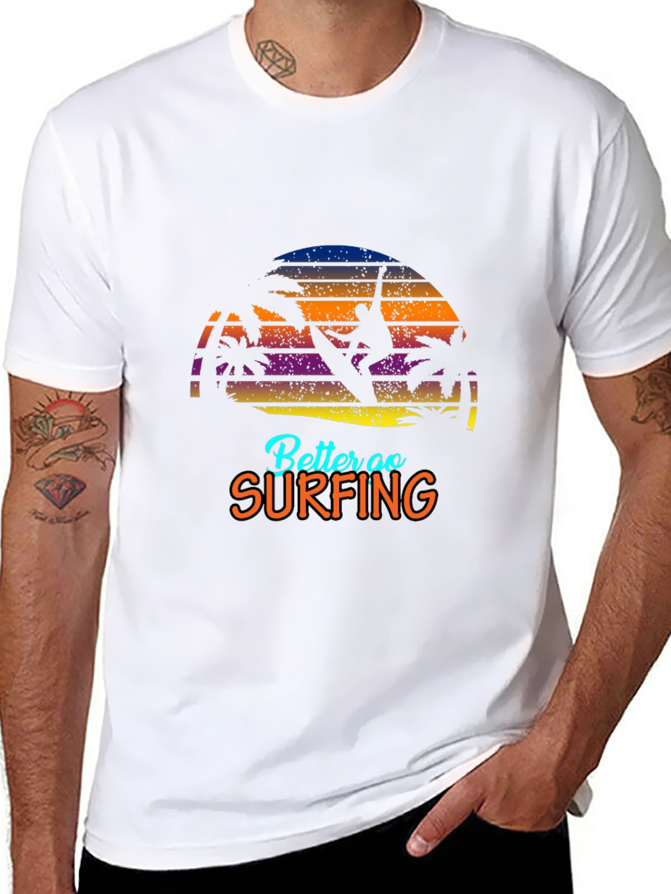 Surfing Graphic T-Shirt - Retro Style