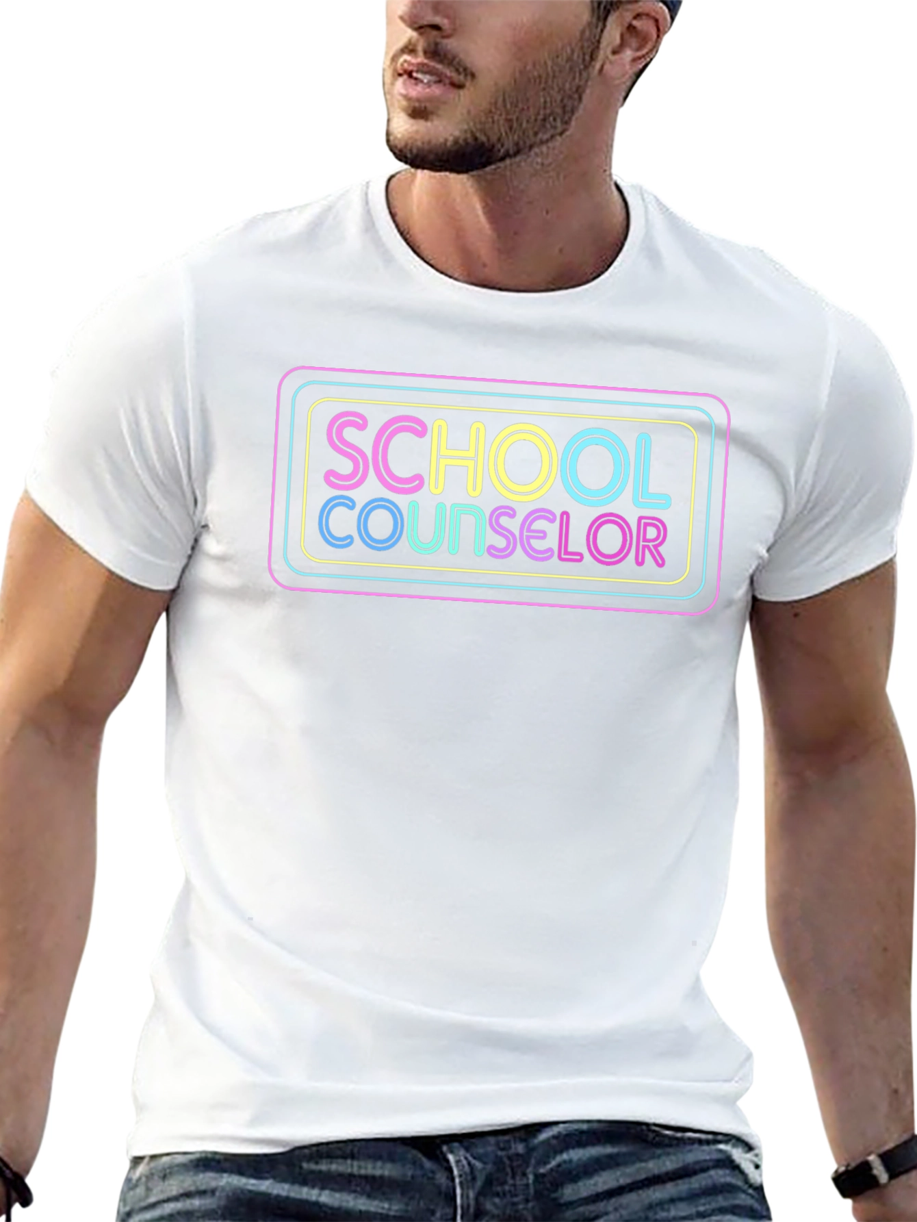 School Counselor Neon Graphic T-Shirt