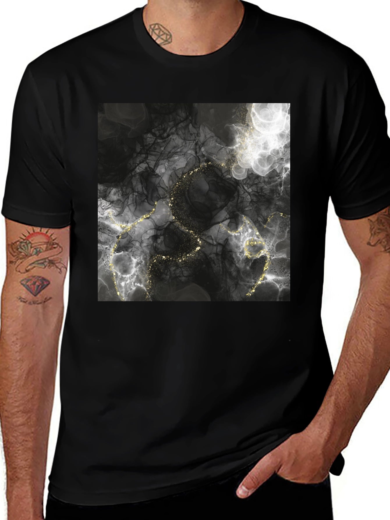 Abstract Gold Vein T-Shirt - Stylish Graphic Tee
