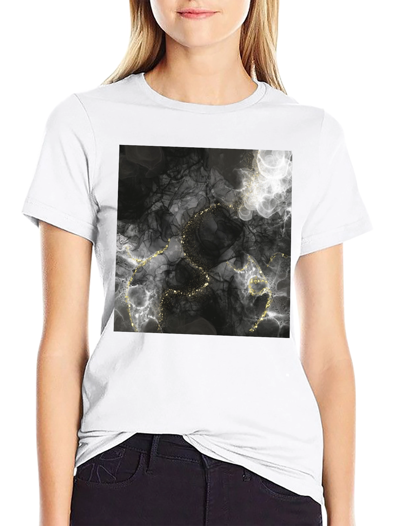 Abstract Gold Vein T-Shirt - Stylish Graphic Tee