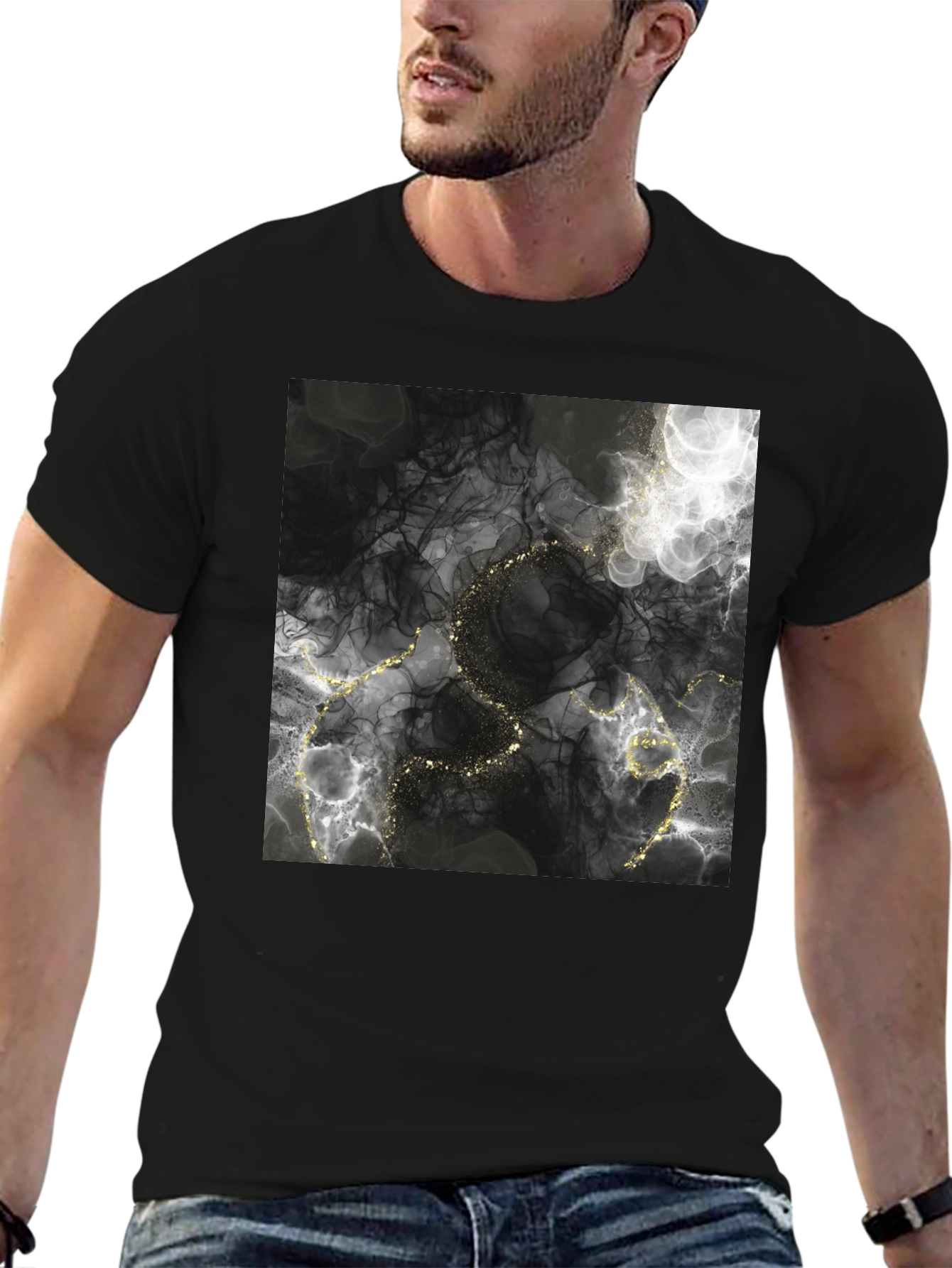 Abstract Gold Vein T-Shirt - Stylish Graphic Tee