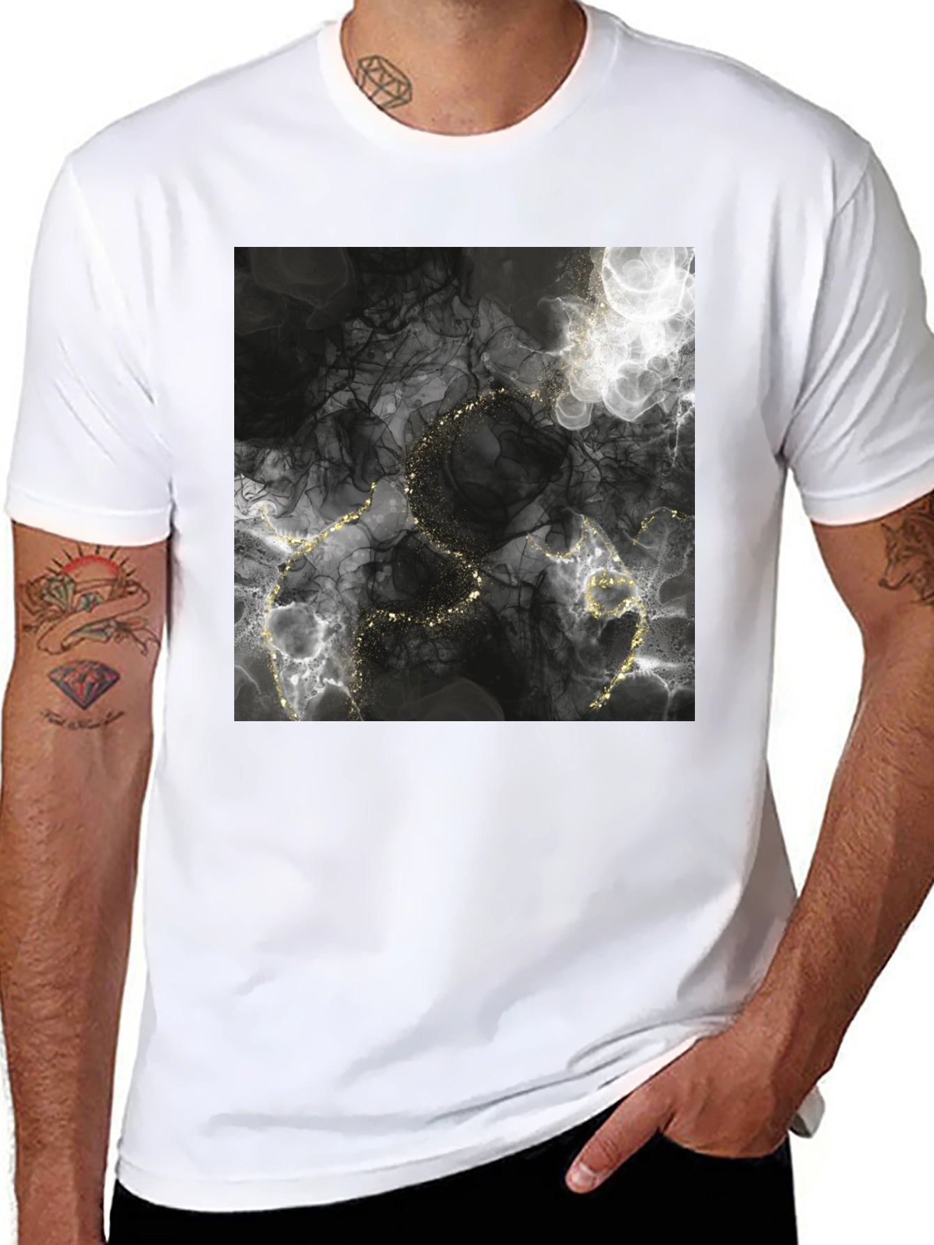 Abstract Gold Vein T-Shirt - Stylish Graphic Tee