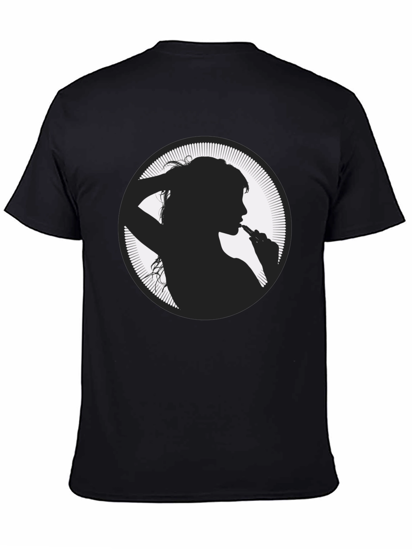 Silhouette Girl Vaping Graphic Black T-Shirt
