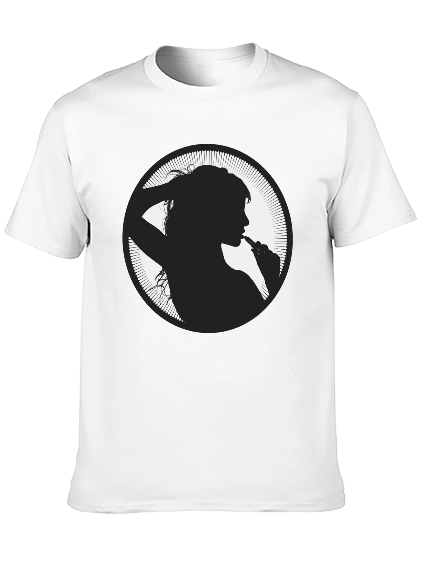 Silhouette Girl Vaping Graphic Black T-Shirt