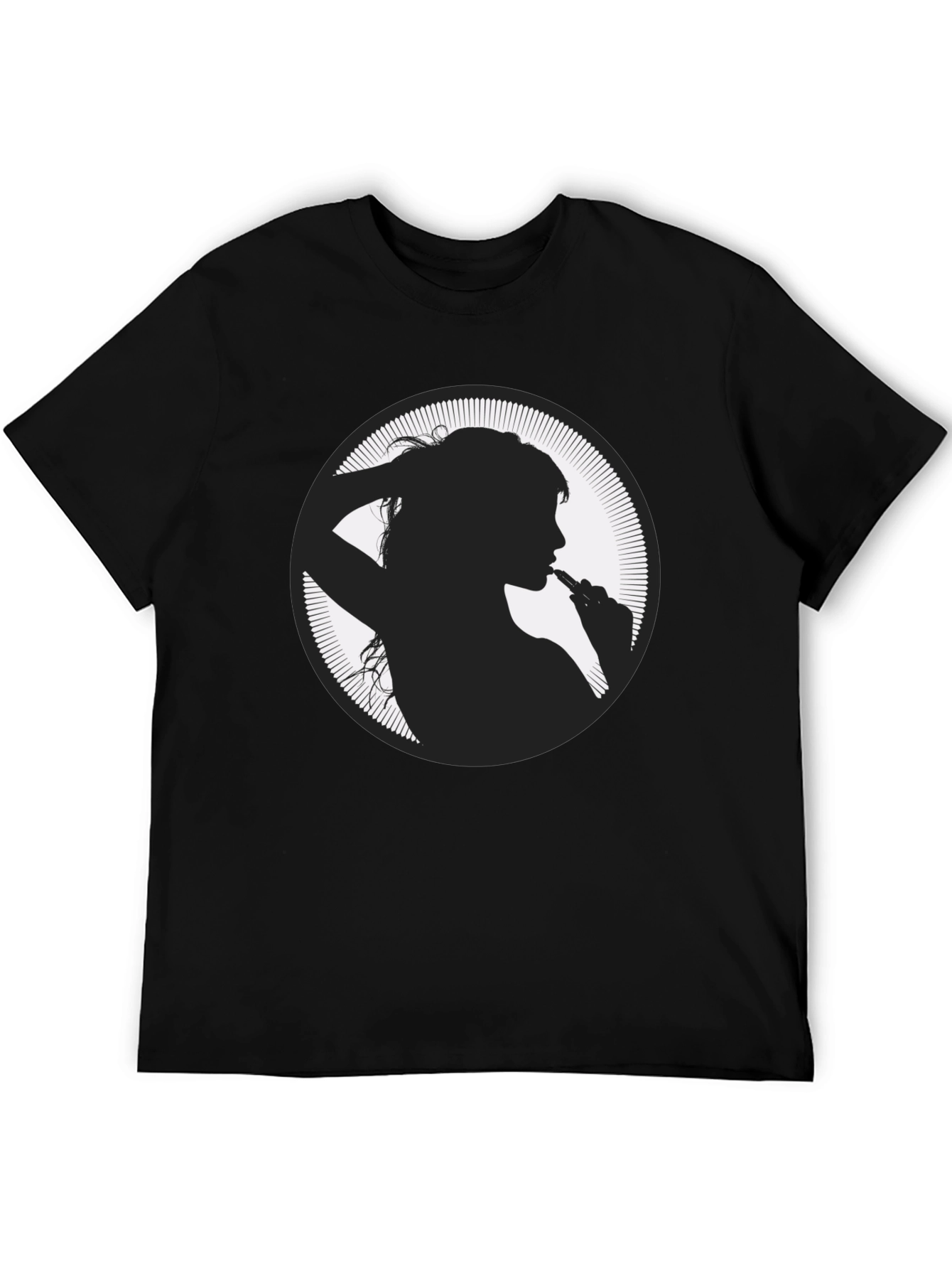 Silhouette Girl Vaping Graphic Black T-Shirt