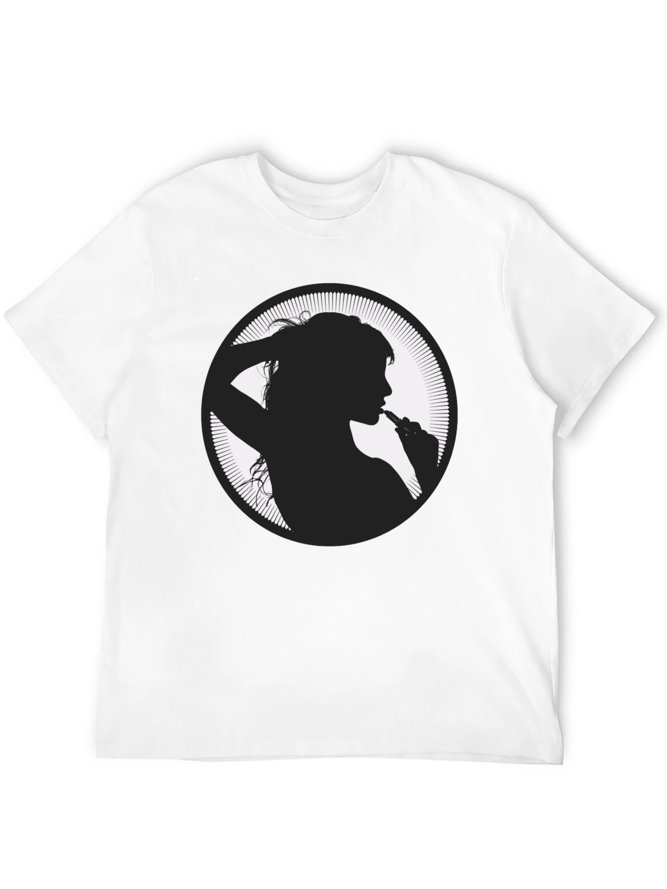 Silhouette Girl Vaping Graphic Black T-Shirt