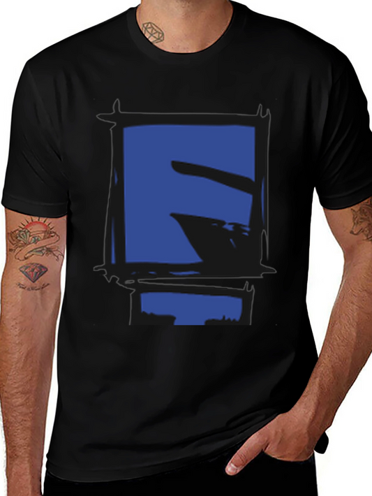 Abstract Geometric Graphic Print Black T-Shirt