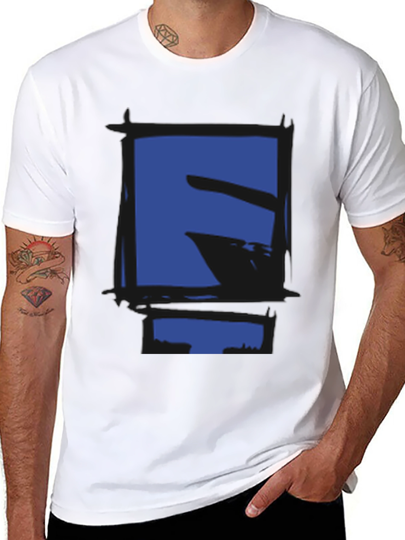 Abstract Geometric Graphic Print Black T-Shirt