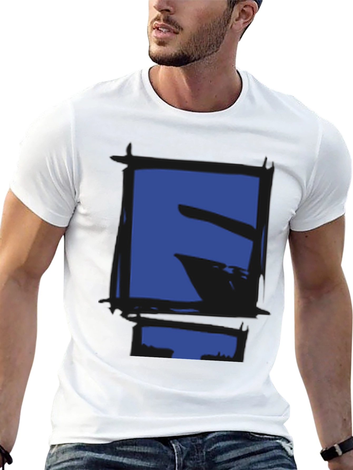 Abstract Geometric Graphic Print Black T-Shirt