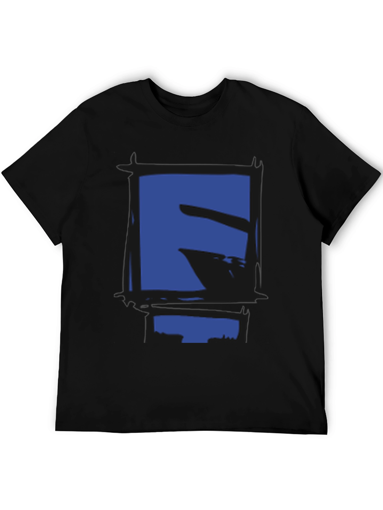 Abstract Geometric Graphic Print Black T-Shirt