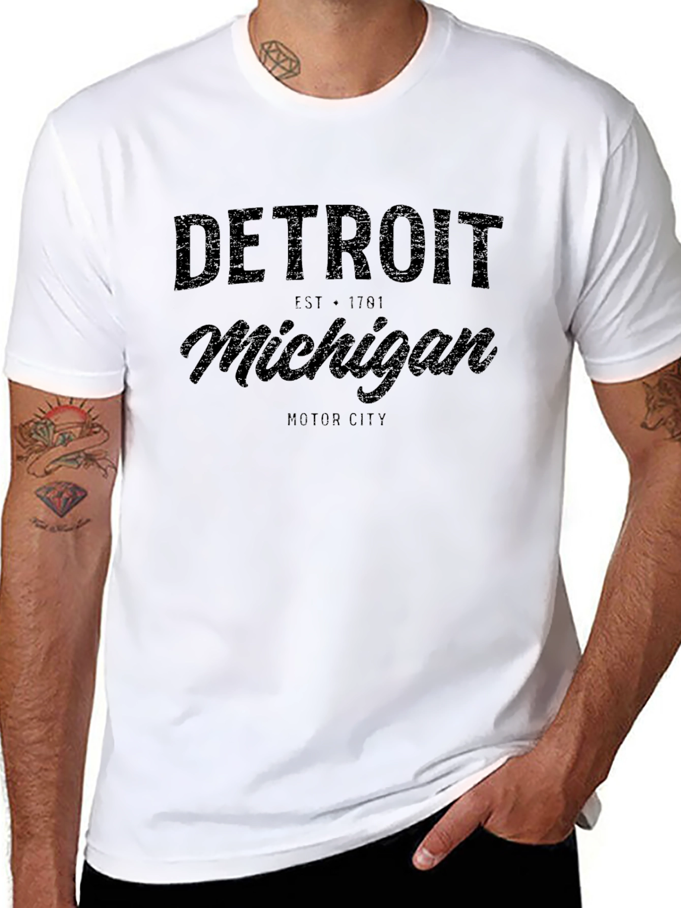 Detroit Michigan Est 1701 Motor City Black T-Shirt