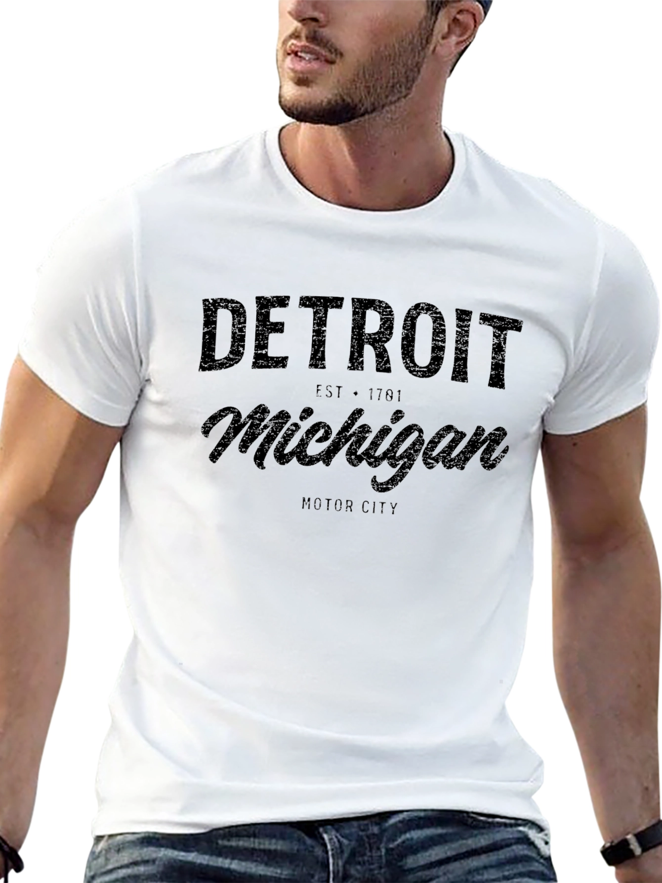 Detroit Michigan Est 1701 Motor City Black T-Shirt