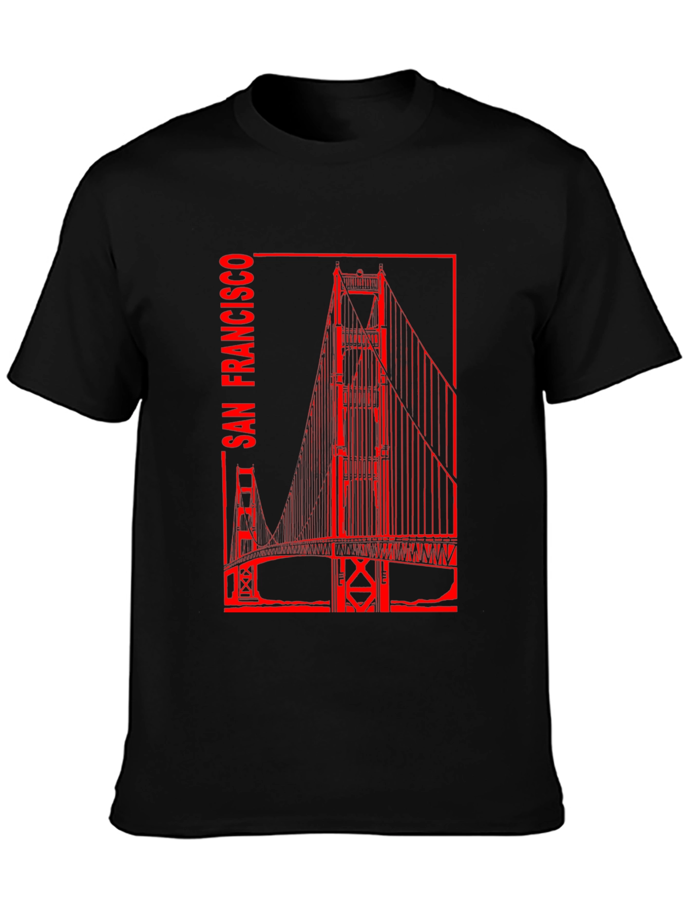 San Francisco Bridge Graphic Tee - Black Cotton T-Shirt