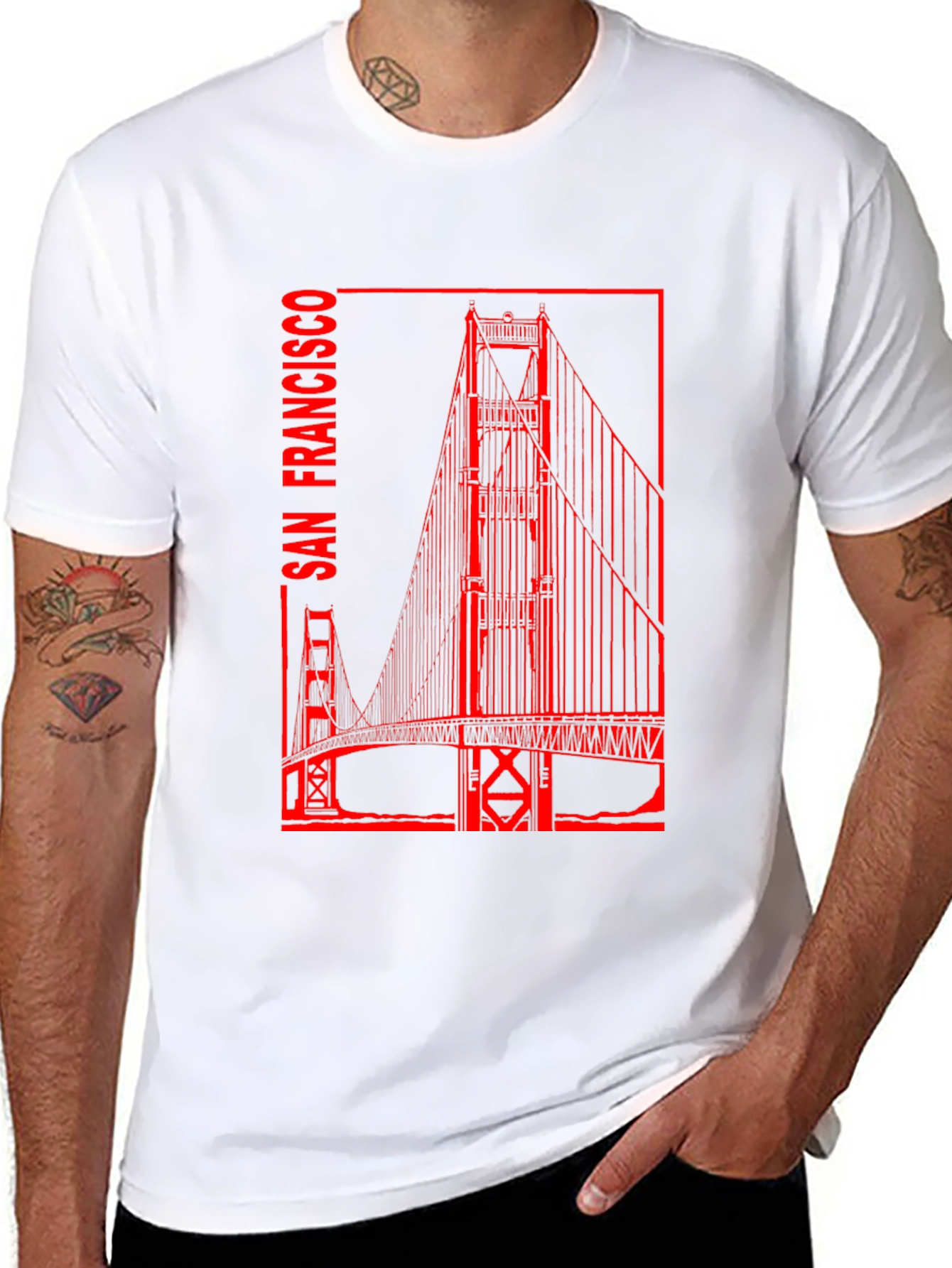 San Francisco Bridge Graphic Tee - Black Cotton T-Shirt