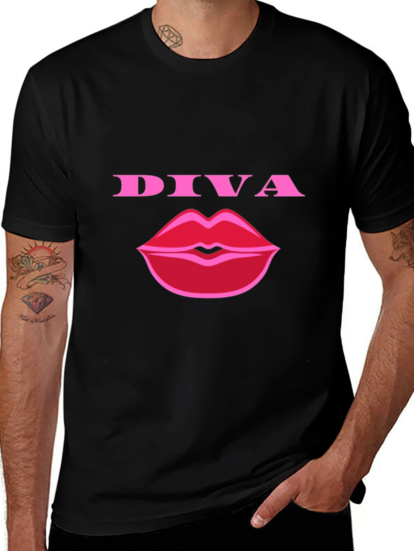 Diva Lips Graphic Tee - Stylish Black T-Shirt