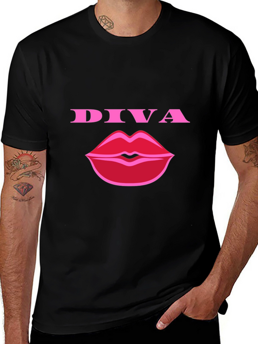 Diva Lips Graphic Tee - Stylish Black T-Shirt