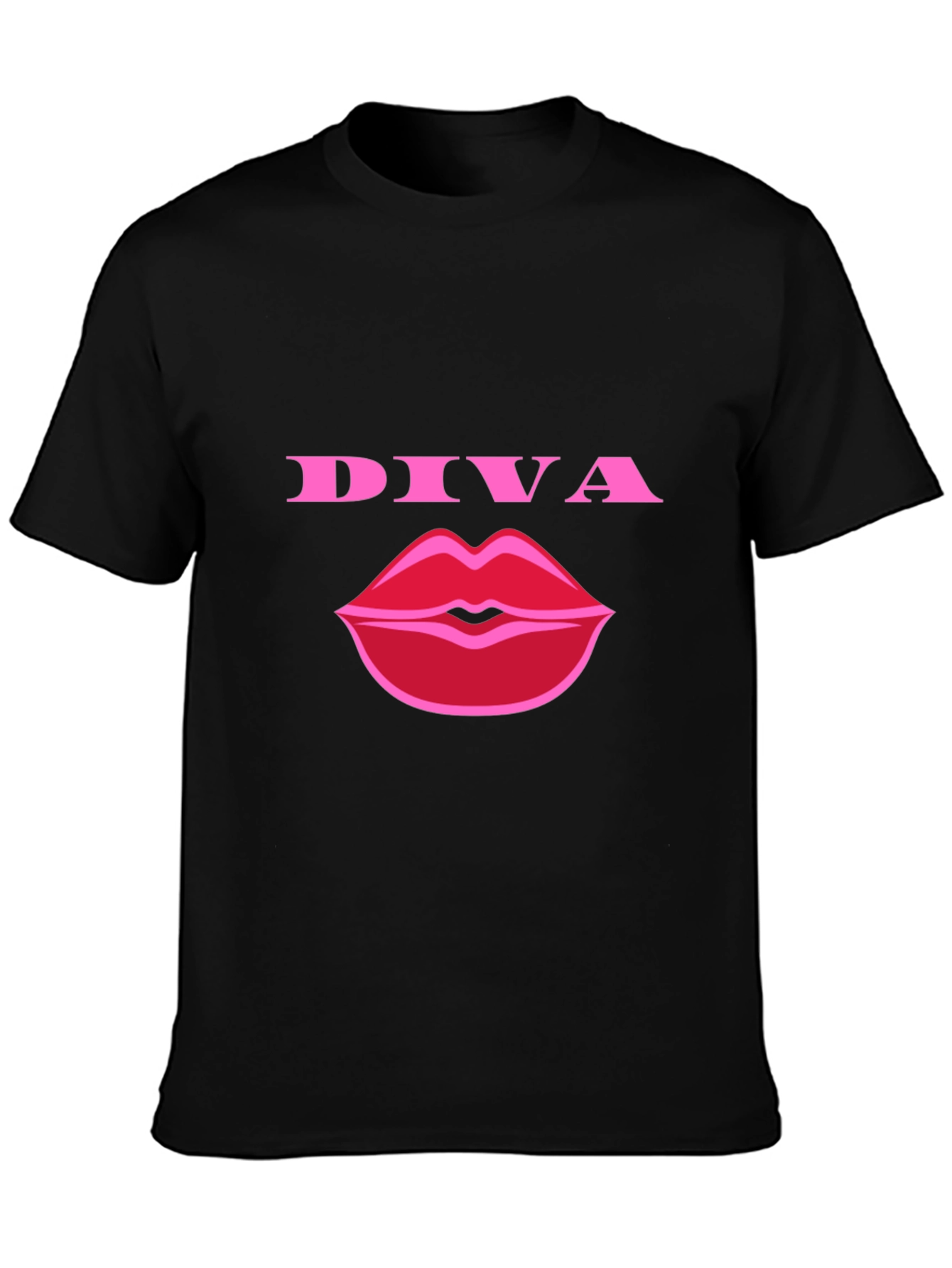 Diva Lips Graphic Tee - Stylish Black T-Shirt