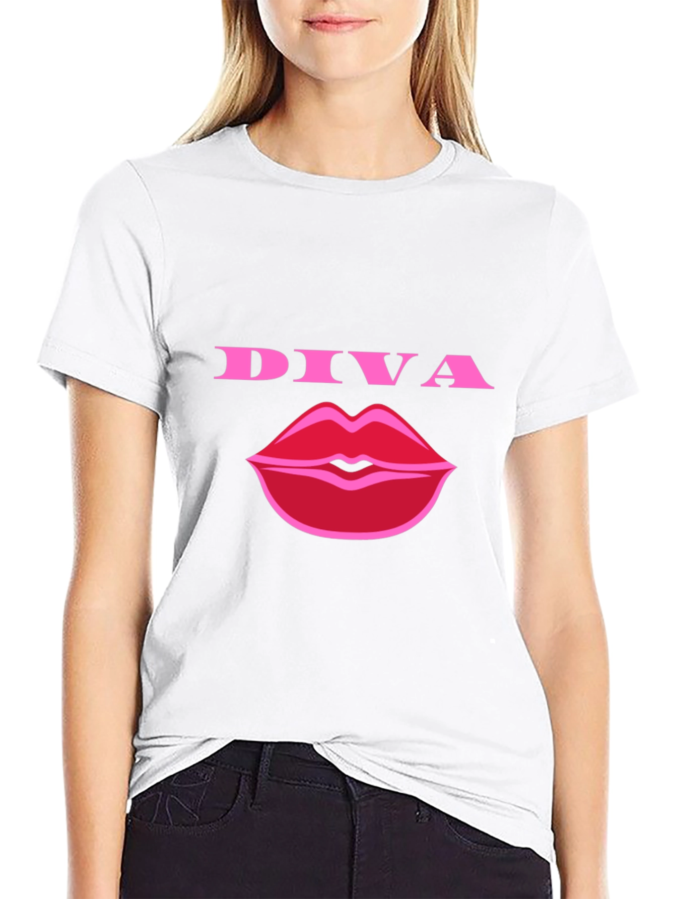 Diva Lips Graphic Tee - Stylish Black T-Shirt