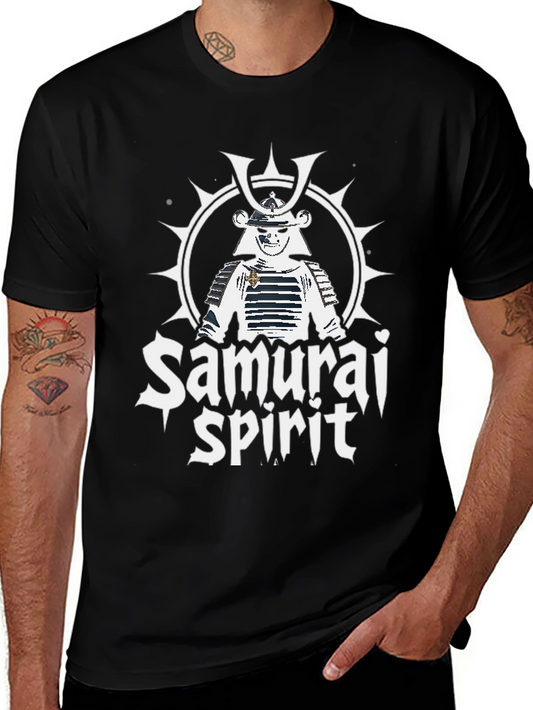Samurai Spirit Graphic Print T-Shirt - Black