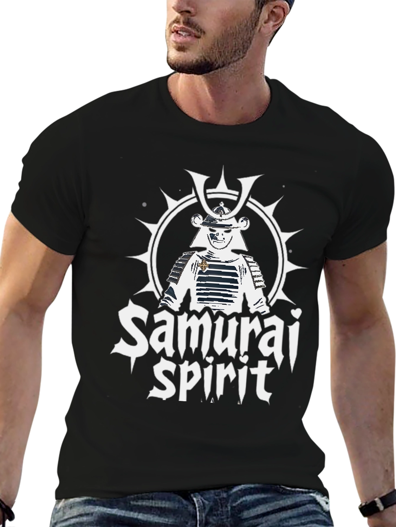Samurai Spirit Graphic Print T-Shirt - Black