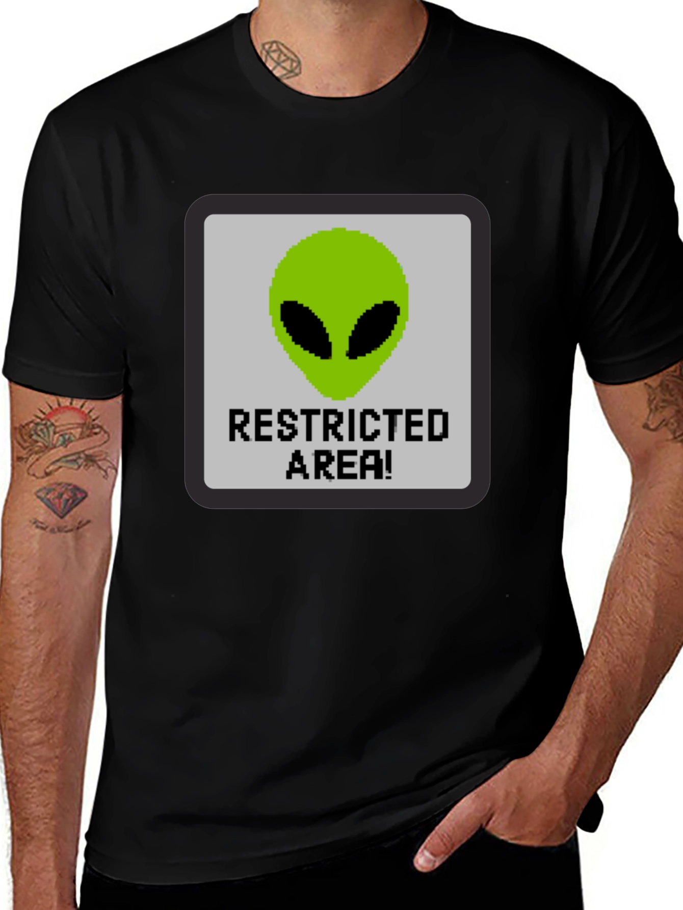 Restricted Alien Area Graphic Tee - Black