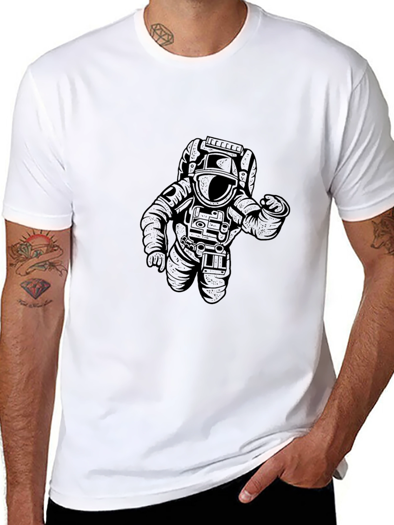 Astronaut Graphic Tee - Black Cotton T-Shirt