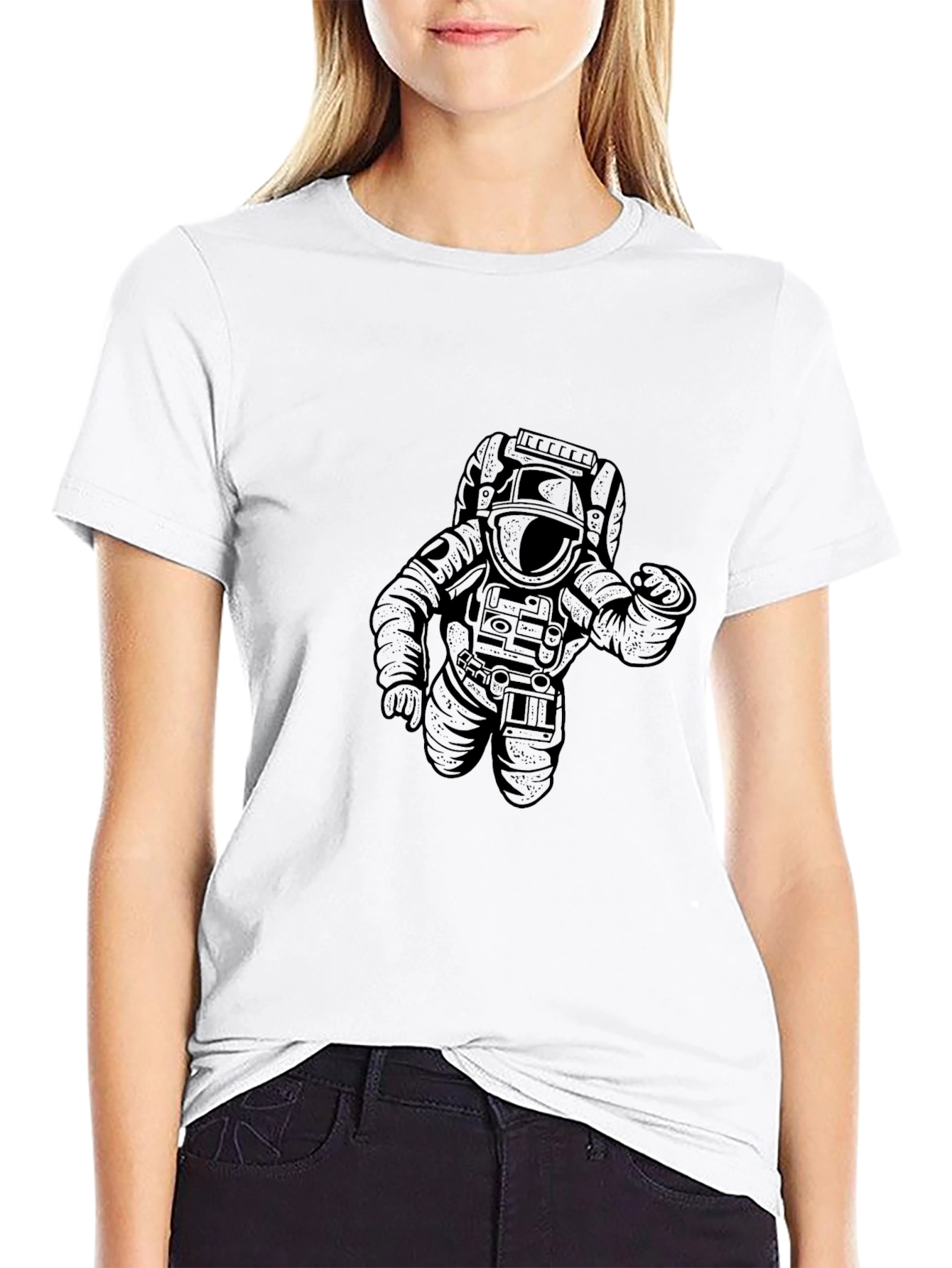 Astronaut Graphic Tee - Black Cotton T-Shirt